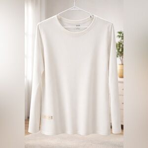 a.n.a Cream Long-Sleeve Crewneck Top (NWT)